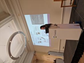 Dr Sarah Cleary presenting HydRegen's biocatalytic hydrogenation technology